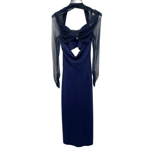 Chiara Boni $895 Leitha Cutout Mixed Media Sheath Dress in Blue Notte NWT - Picture 6 of 10